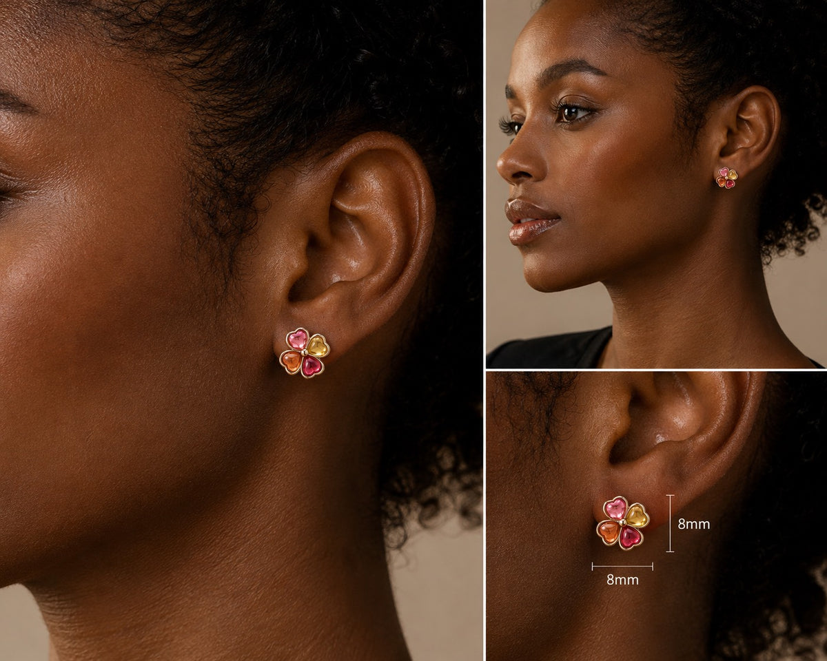 Fleur de Tourmaline — Multicolor Tourmaline Flower Stud Earrings