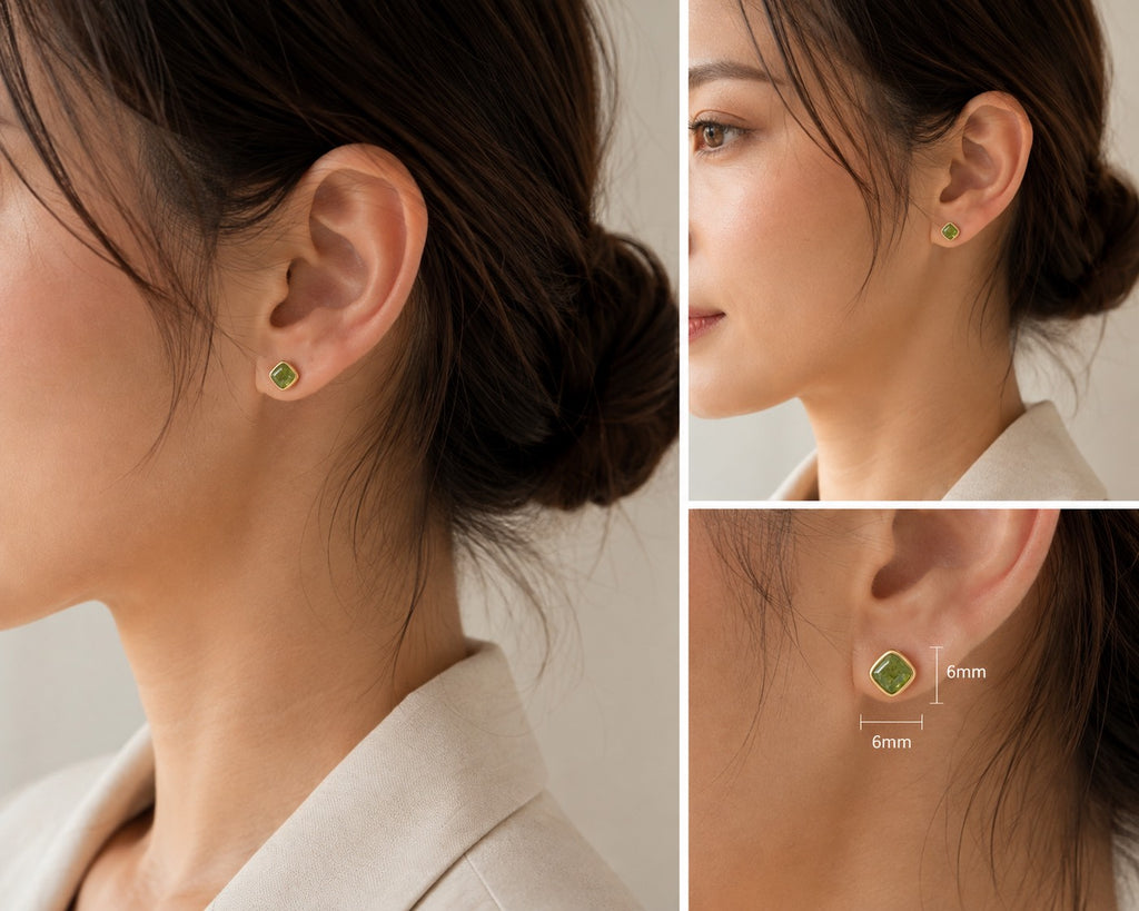Olive Light — Green Tourmaline Stud Earrings