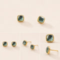 Deep Lagoon — Blue Green Tourmaline Stud Earrings