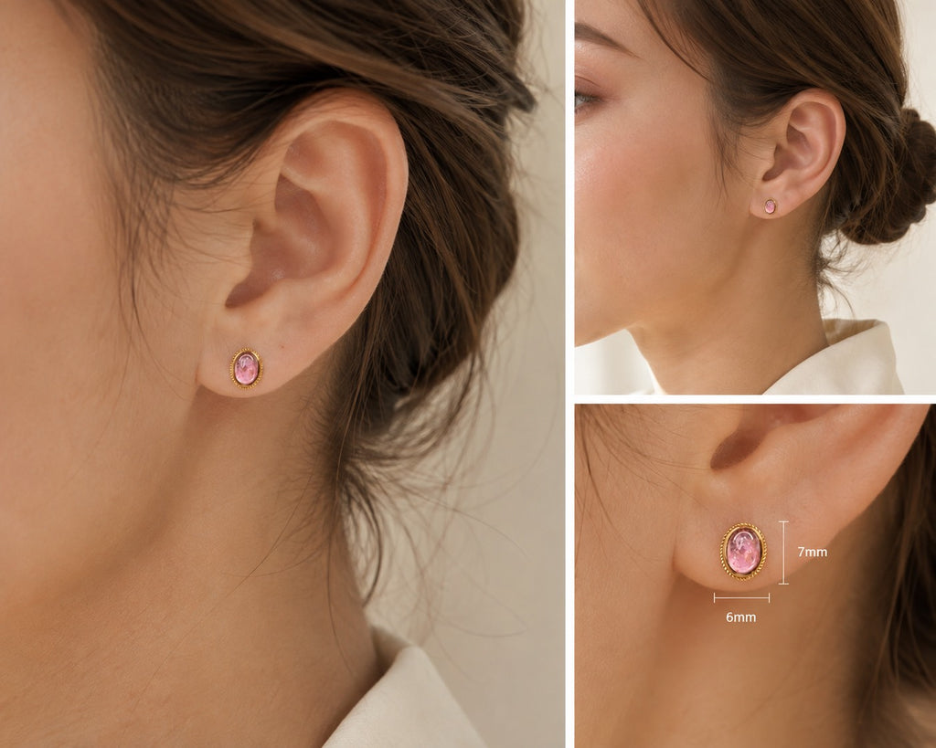 Rosé — Pink Tourmaline Stud Earrings