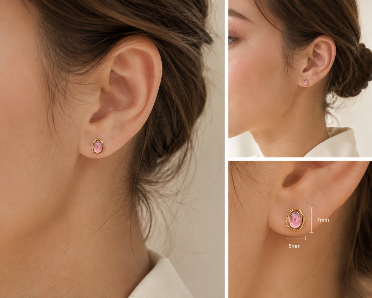 Rosé — Pink Tourmaline Stud Earrings