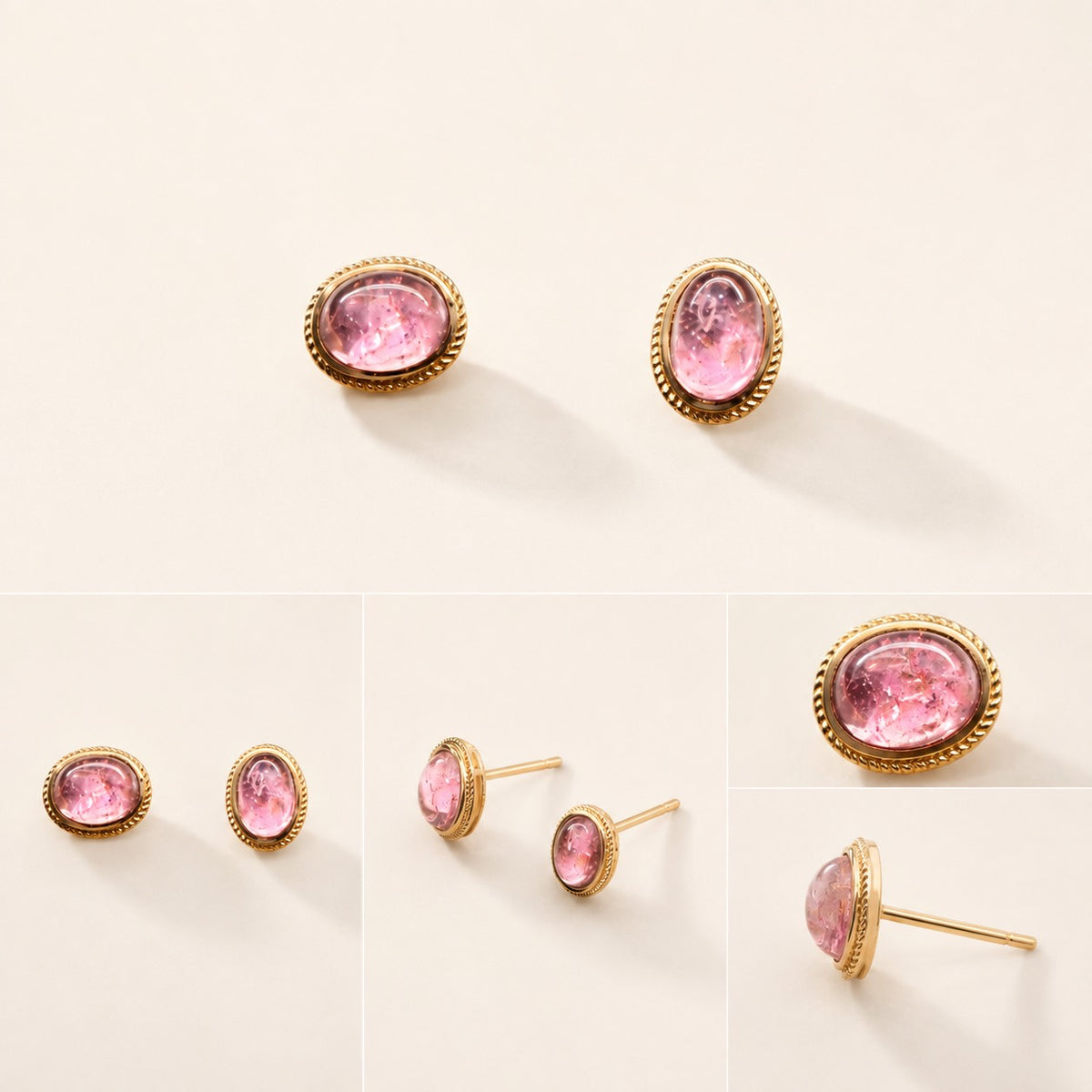 Rosé — Pink Tourmaline Stud Earrings