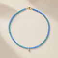 Blue Voltage high-porcelain turquoise necklace with 1ct lab-grown diamond and 18K gold, 43cm