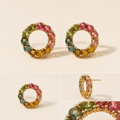 Petite Color Wreath multicolor tourmaline stud earrings
