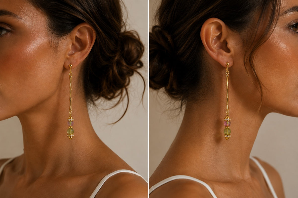 Firefly, Tourmaline Earrings, Drop Earrings, Asymmetrical Earrings, Gemstone Earrings, Statement Earrings, Sculptural Earrings, Signature Collection, Sense Jewelry.